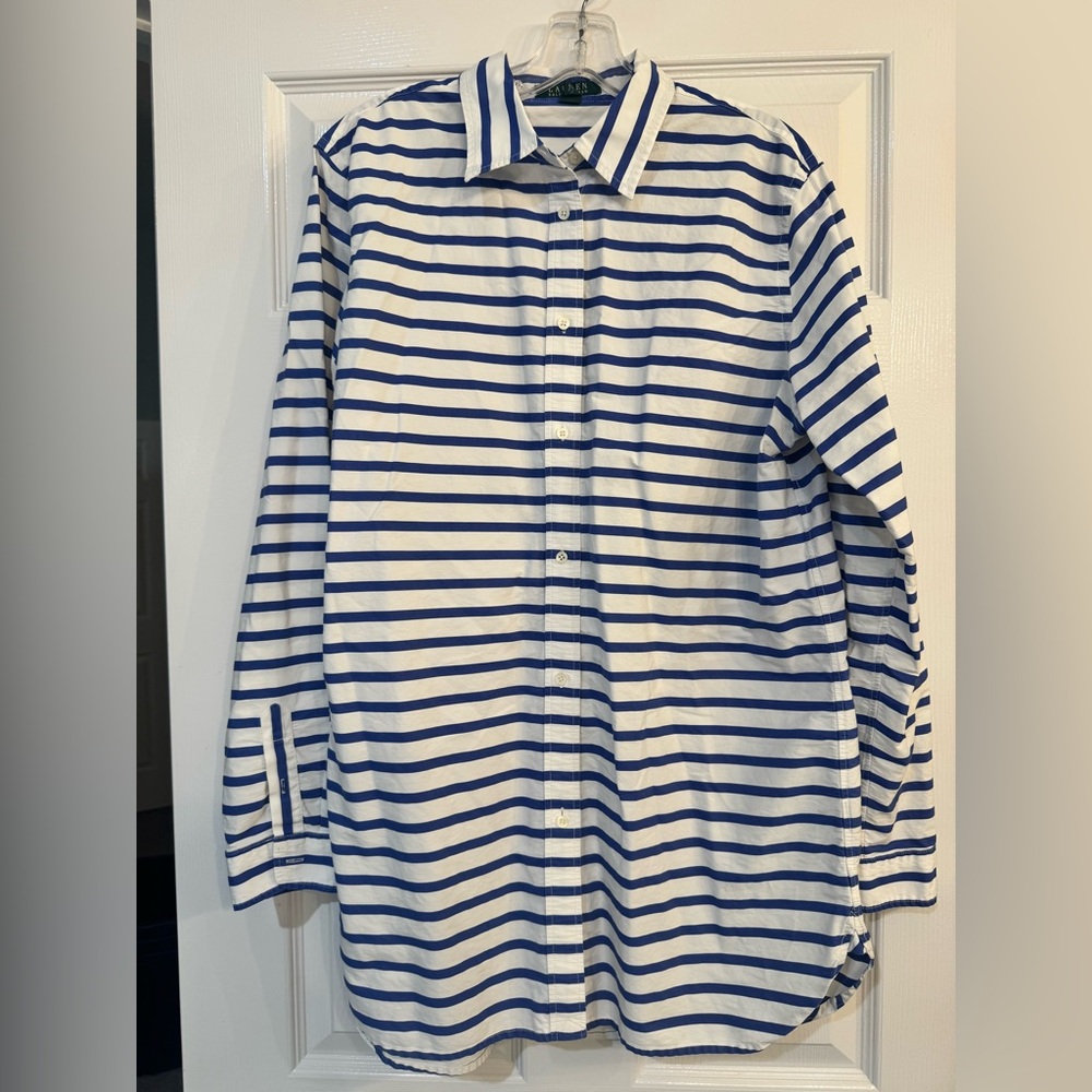 Ralph Lauren White and Blue Striped Mini Dress